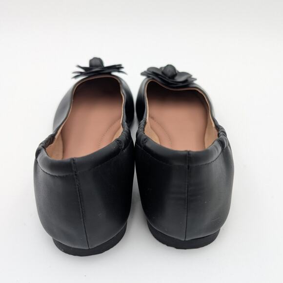 Linea Paolo Floral Ballet Flats Slip-On Women's Leather Black Size US7.5M EU38 - Picture 5 of 11